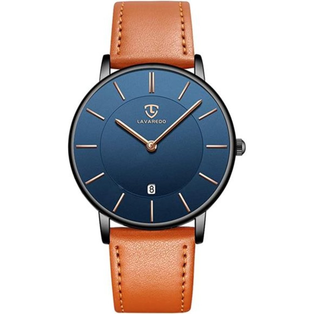 Mens Watches, Minimalist Fashion Simple Wrist Watch Analog Date w Leather Strap
